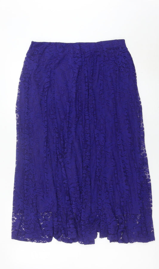 Damart Women's Purple Lace Knee Length Skirt UK 16