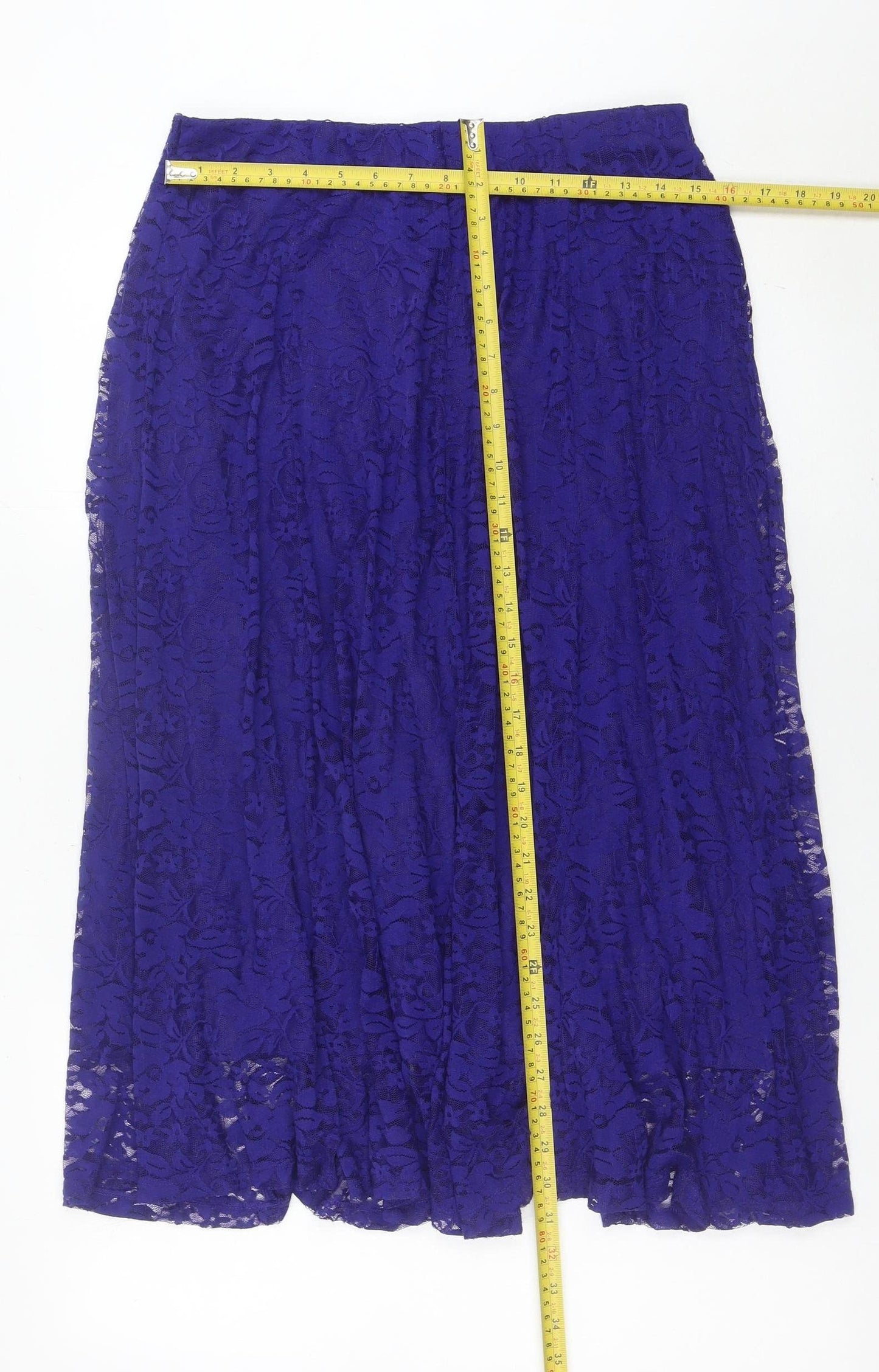 Damart Women's Purple Lace Knee Length Skirt UK 16