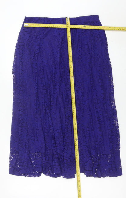 Damart Women's Purple Lace Knee Length Skirt UK 16