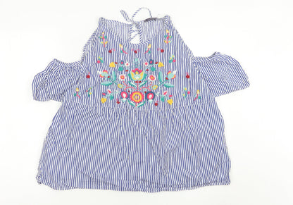 Womens UK Size 14 Mango Blue Tunic Blouse