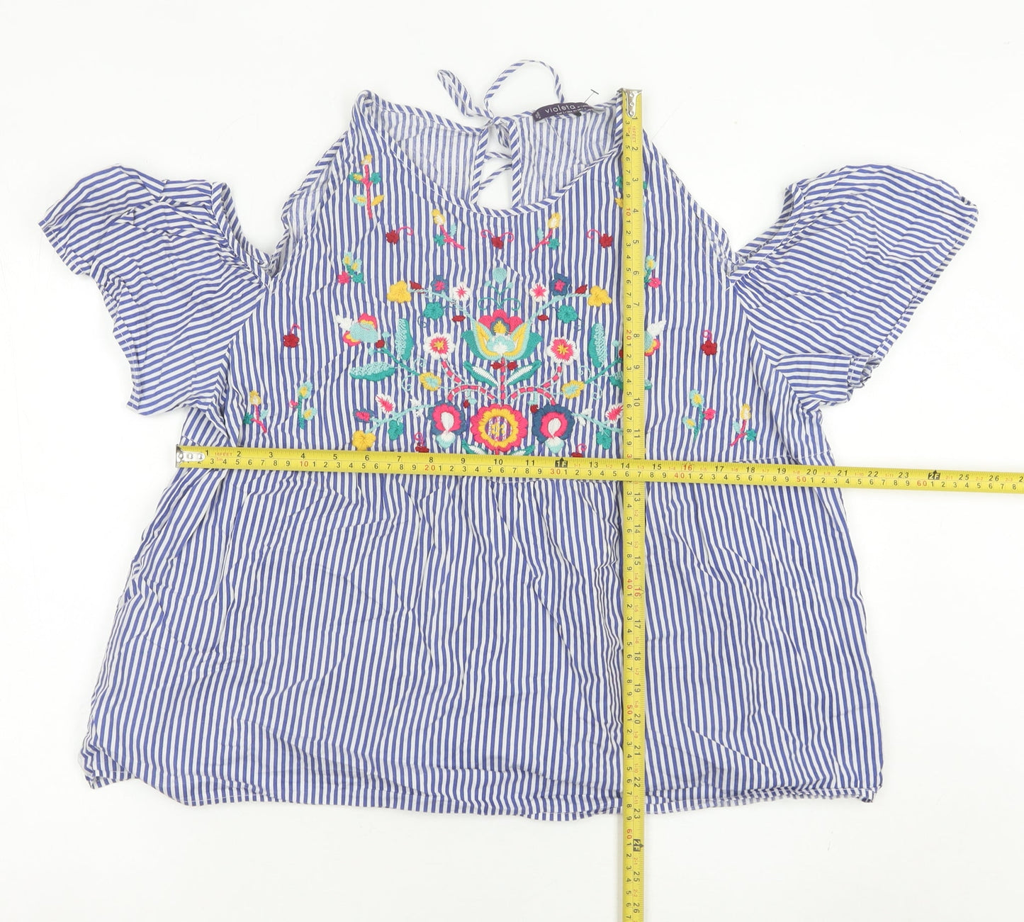 Womens UK Size 14 Mango Blue Tunic Blouse