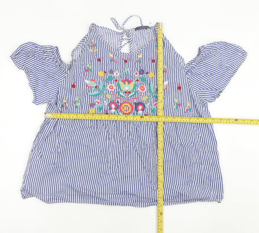 Womens UK Size 14 Mango Blue Tunic Blouse