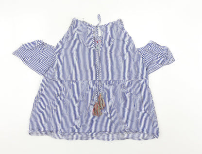 Womens UK Size 14 Mango Blue Tunic Blouse