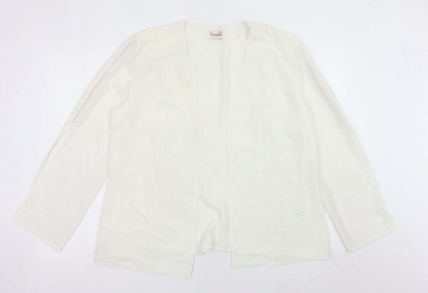 Roman Originals Women’s White Chiffon Open Jacket Size 18