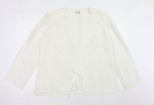 Roman Originals Women’s White Chiffon Open Jacket Size 18