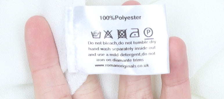 Roman Originals Women’s White Chiffon Open Jacket Size 18