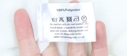 Roman Originals Women’s White Chiffon Open Jacket Size 18