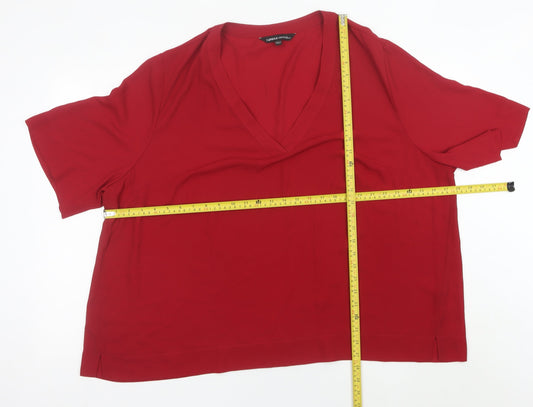 Capsule Women’s Red Plus Size 28 V-Neck Short Sleeve Blouse