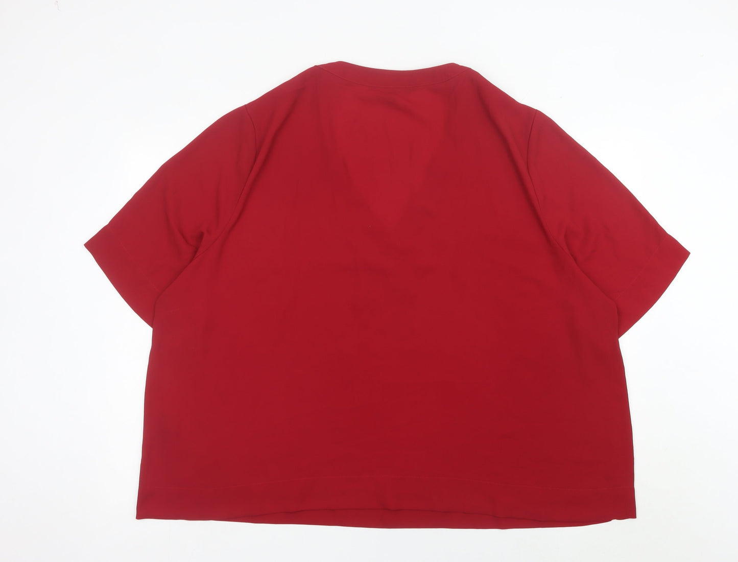 Capsule Women’s Red Plus Size 28 V-Neck Short Sleeve Blouse