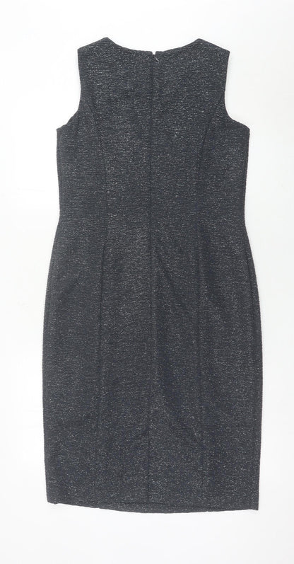 Joanna Hope Women’s Grey Sheath Dress Size 12 Beaded Neckline Party