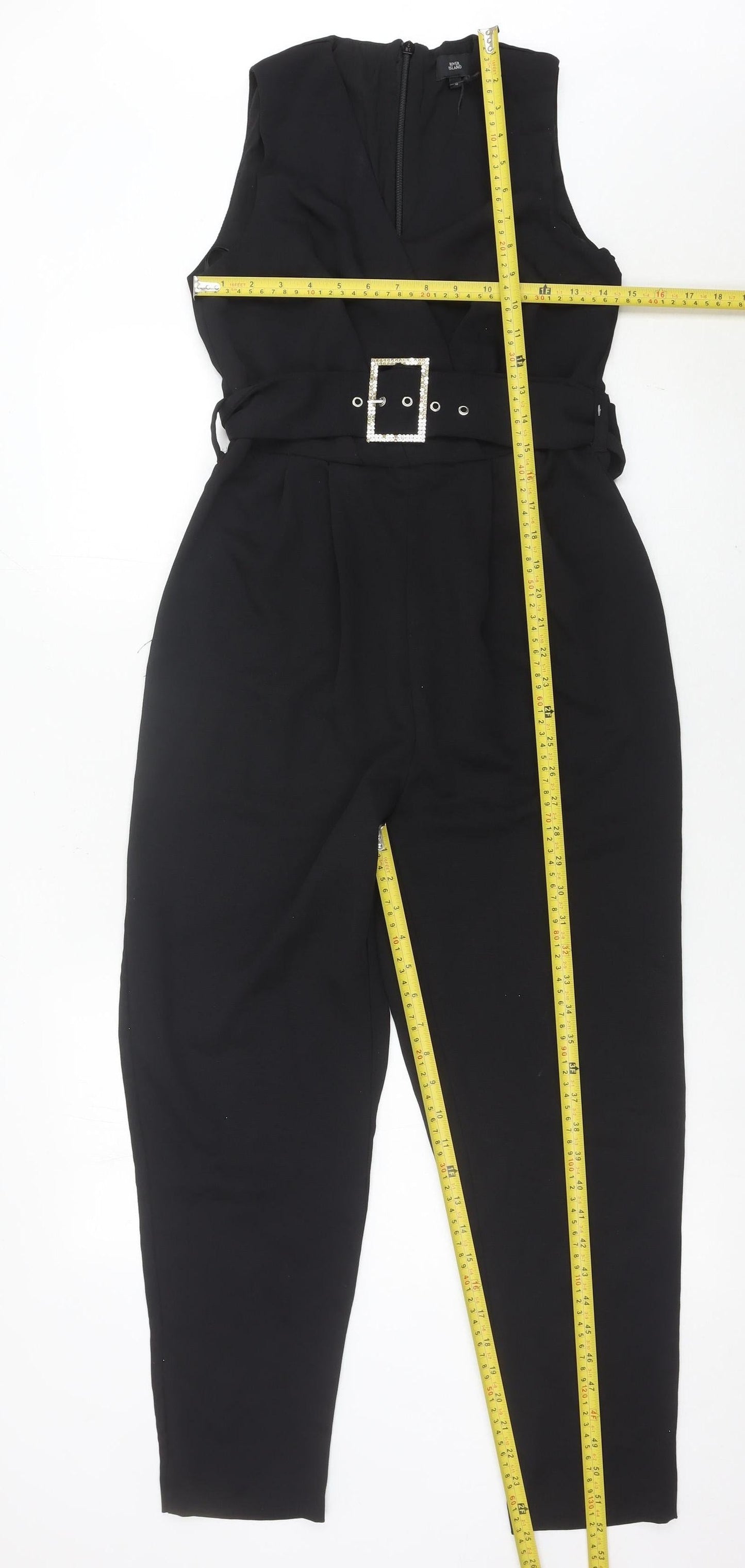 River Island Women’s Black Belted Sleeveless Jumpsuit Size 10