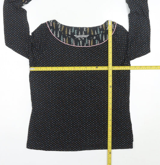 Laura Ashley Womens Black Polka Dot Blouse UK 10 Long Sleeve Tunic