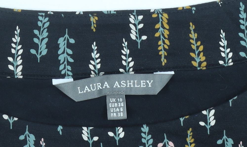 Womens UK Size 10 Laura Ashley Black Tunic Blouse