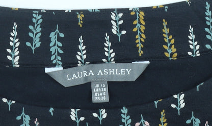 Womens UK Size 10 Laura Ashley Black Tunic Blouse