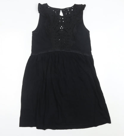 Next Women’s Black Cotton A-Line Knee Length Dress Size 10