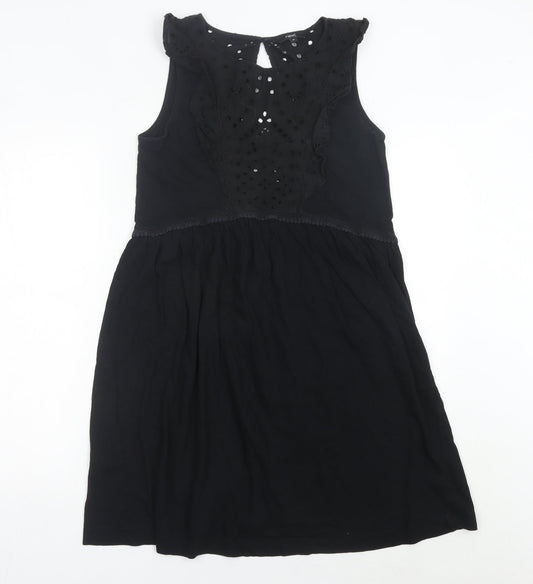 Next Women’s Black Cotton A-Line Knee Length Dress Size 10
