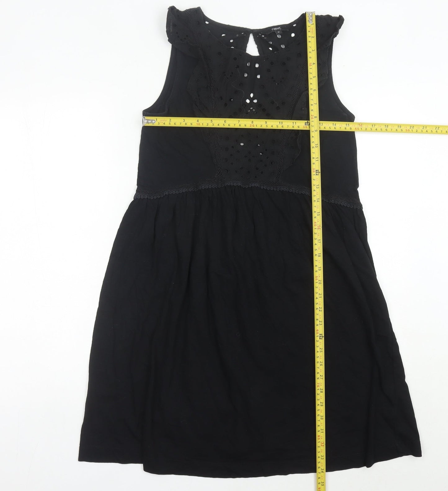 Next Women’s Black Cotton A-Line Knee Length Dress Size 10