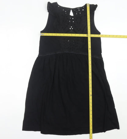 Next Women’s Black Cotton A-Line Knee Length Dress Size 10