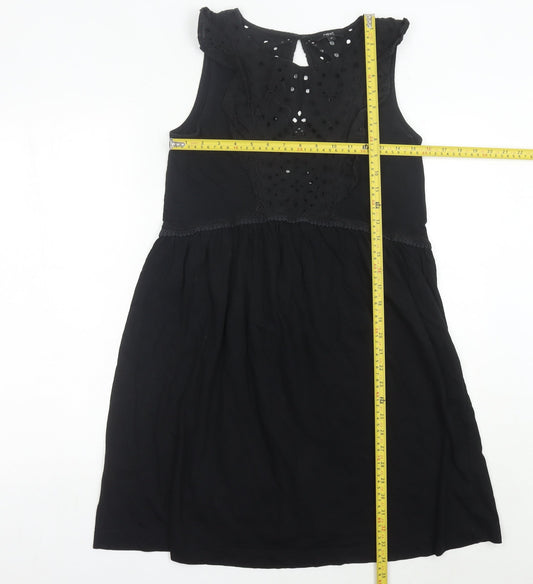 Next Women’s Black Cotton A-Line Knee Length Dress Size 10