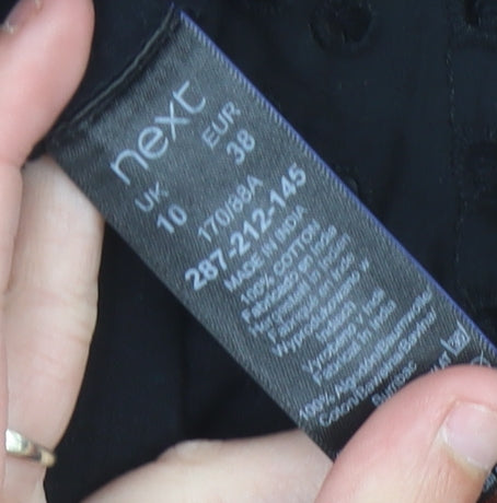 Next Women’s Black Cotton A-Line Knee Length Dress Size 10