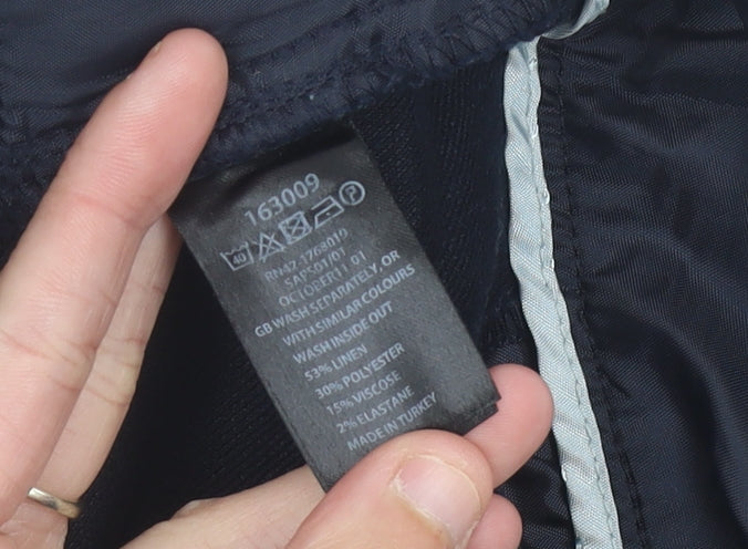 Monsoon Womens Blue Linen Blend Straight Leg Size 14 Trousers