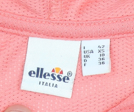 Ellesse Women’s Pink Full Zip Hoodie UK 10 Polyester Sportswear