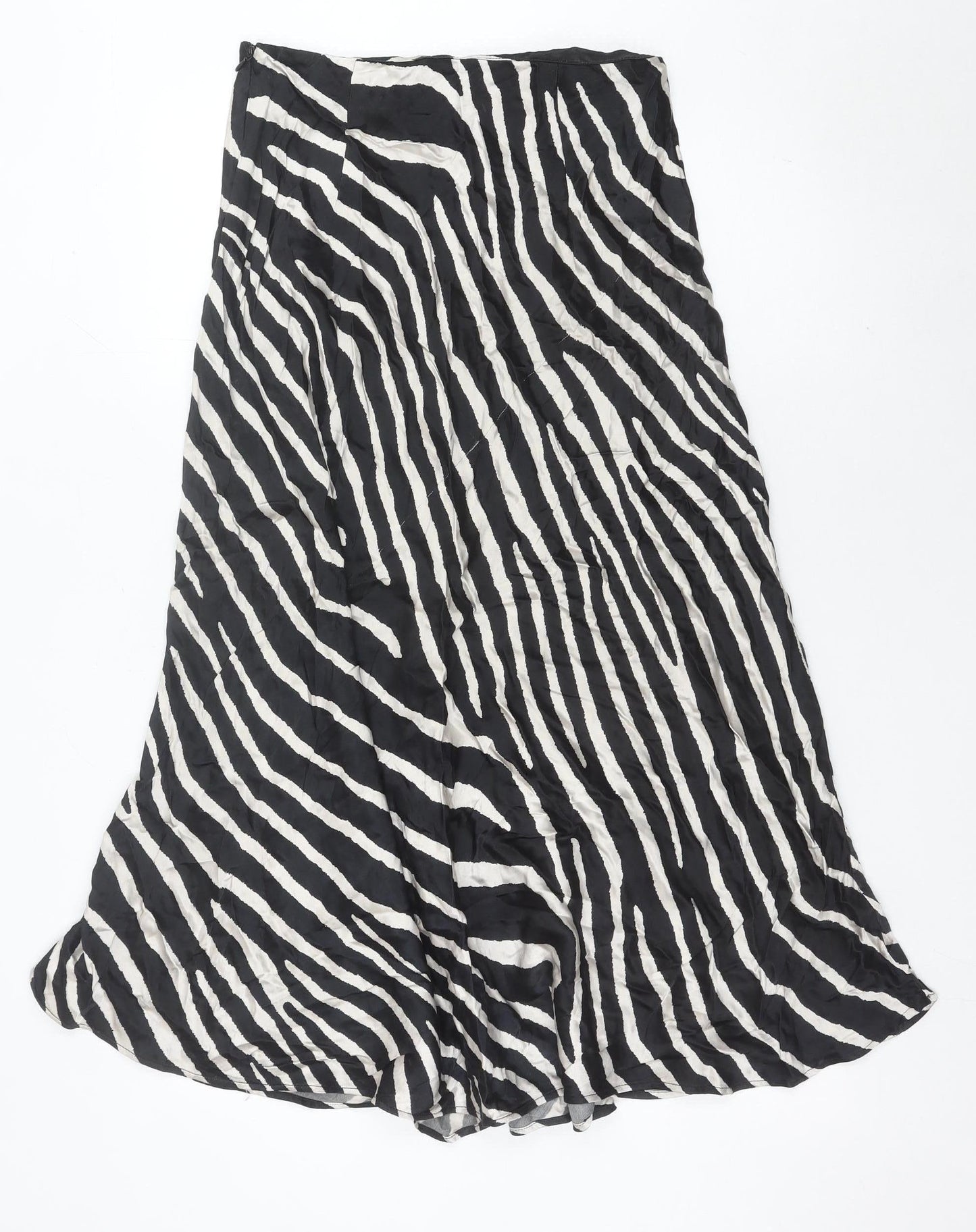 H&M Women’s Black Animal Print Midi Wrap Skirt UK 10 Viscose