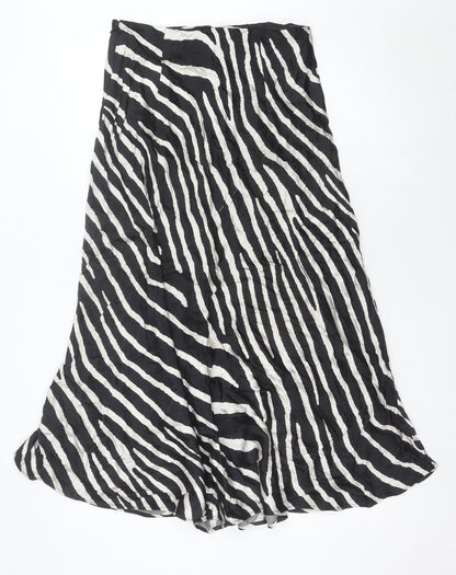 H&M Women’s Black Animal Print Midi Wrap Skirt UK 10 Viscose
