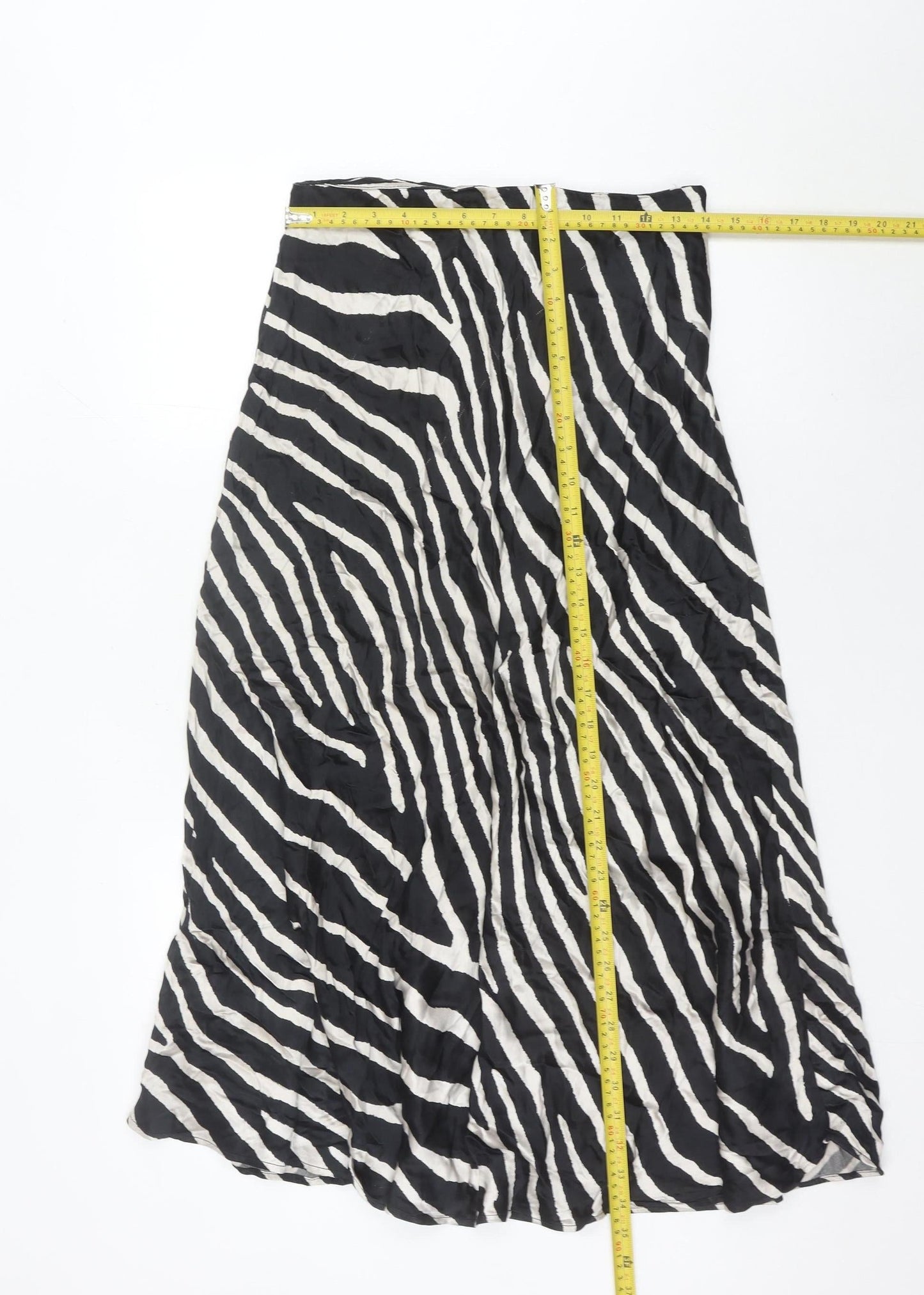 H&M Women’s Black Animal Print Midi Wrap Skirt UK 10 Viscose