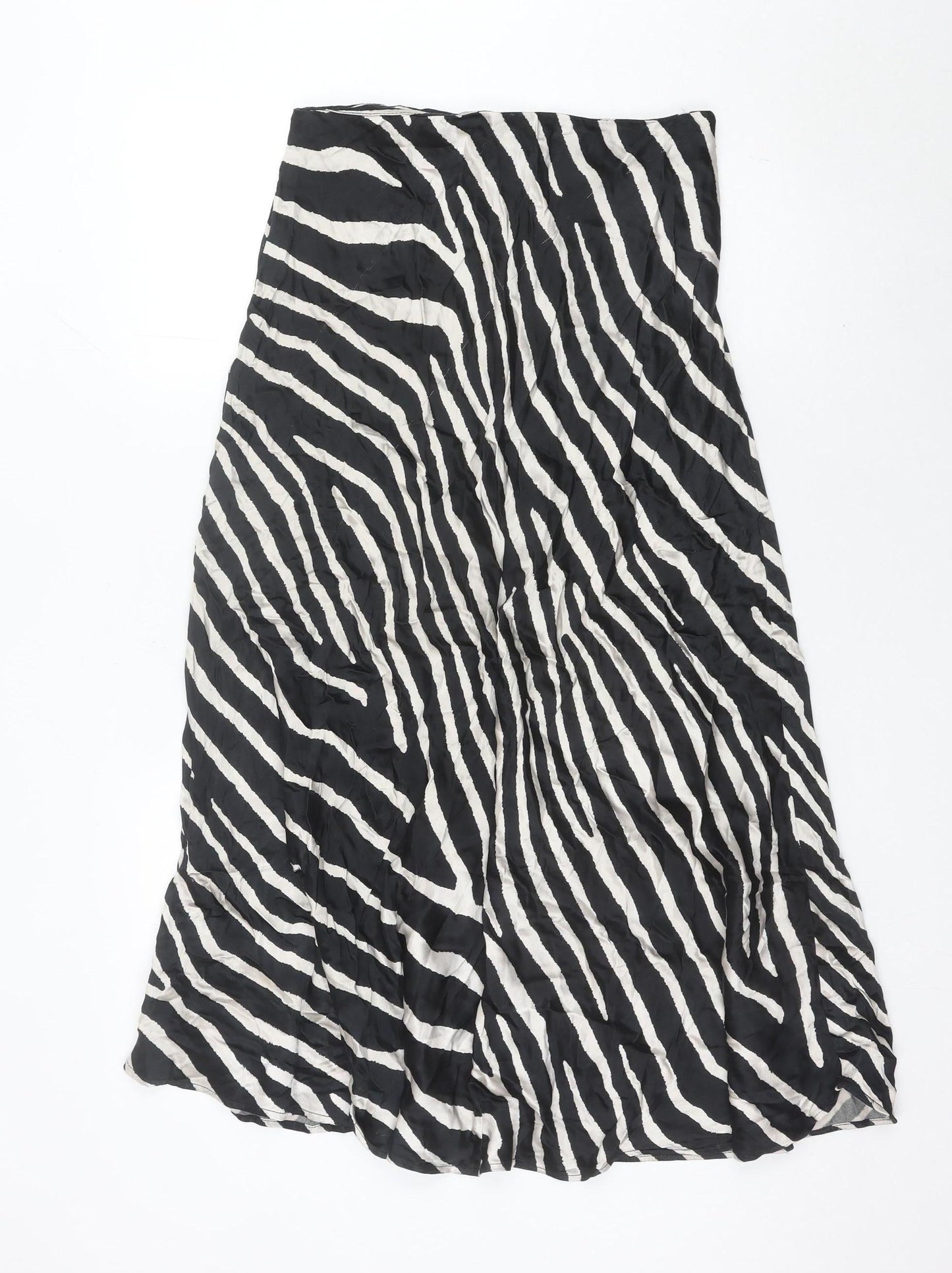 H&M Women’s Black Animal Print Midi Wrap Skirt UK 10 Viscose