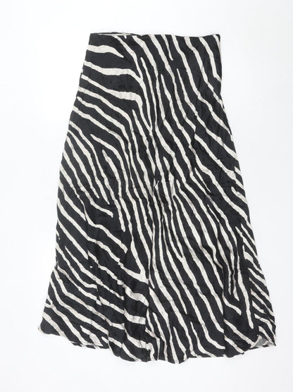 H&M Women’s Black Animal Print Midi Wrap Skirt UK 10 Viscose
