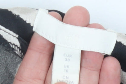 H&M Women’s Black Animal Print Midi Wrap Skirt UK 10 Viscose