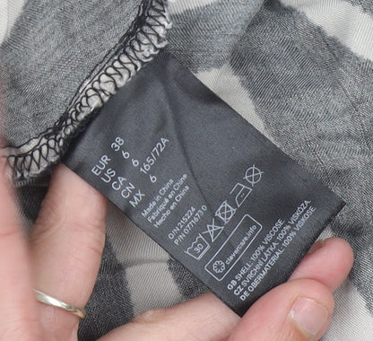 H&M Women’s Black Animal Print Midi Wrap Skirt UK 10 Viscose