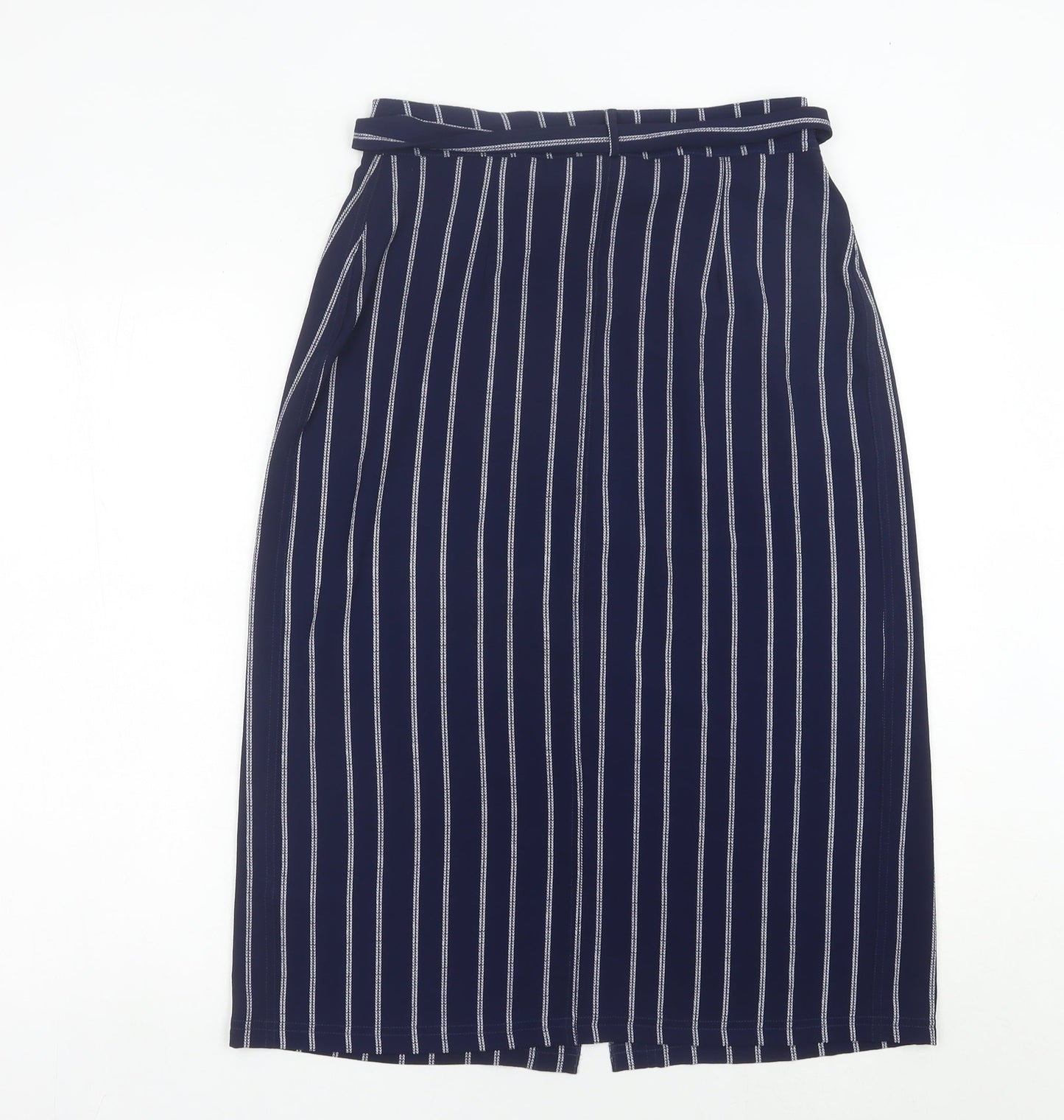 New Look Women’s Blue Striped Midi Skirt UK 10 High Waist