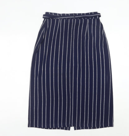 New Look Women’s Blue Striped Midi Skirt UK 10 High Waist