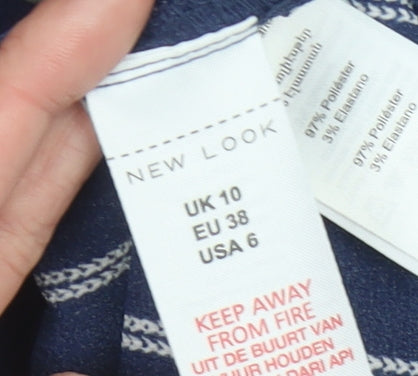 New Look Women’s Blue Striped Midi Skirt UK 10 High Waist