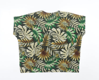 Isle Women’s Multicoloured Tropical Leaf V-Neck T-Shirt Size S 10-12