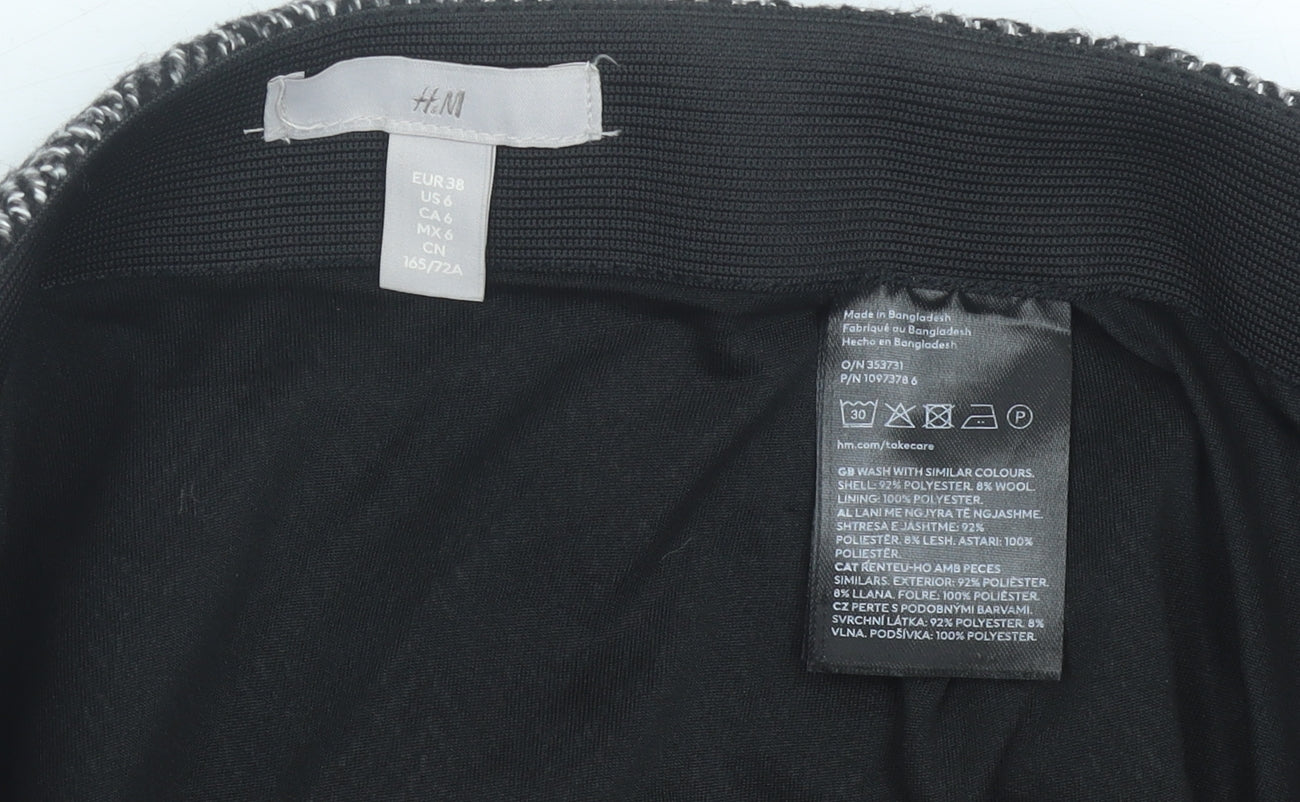 H&M Women Grey Tweed Herringbone Skirt Size 10 Straight Pencil