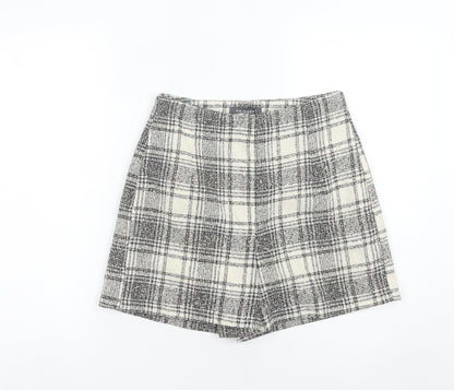 Primark Women’s Grey Plaid Tweed Chino Shorts Size 8 High Rise