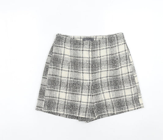 Primark Women’s Grey Plaid Tweed Chino Shorts Size 8 High Rise