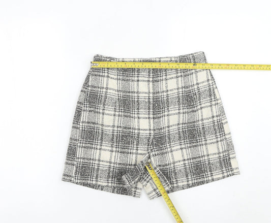 Primark Women’s Grey Plaid Tweed Chino Shorts Size 8 High Rise