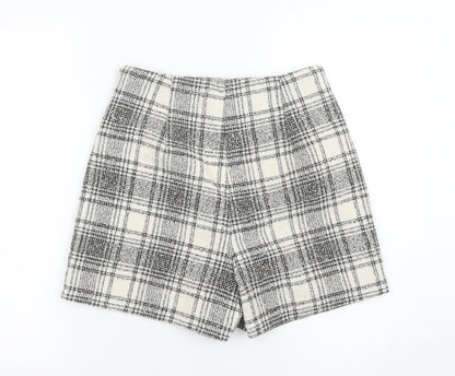 Primark Women’s Grey Plaid Tweed Chino Shorts Size 8 High Rise