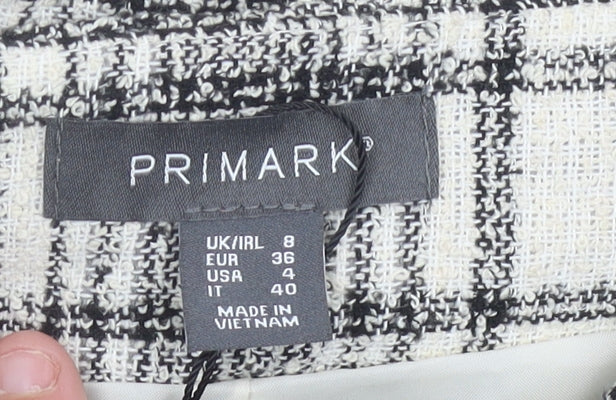 Primark Women’s Grey Plaid Tweed Chino Shorts Size 8 High Rise