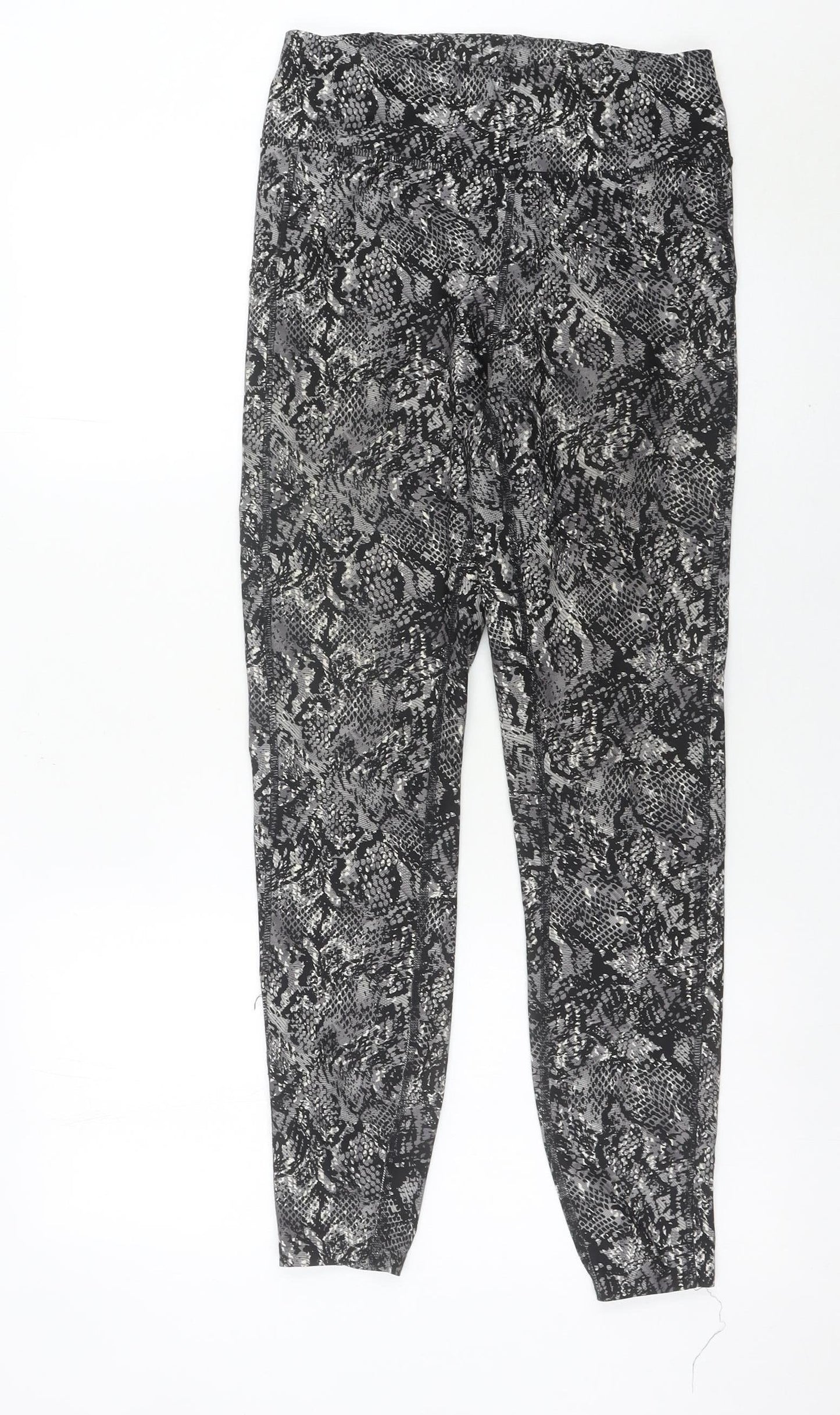 Marks and Spencer Womens Black Animal Print Leggings Size 10 Stretch Activewear