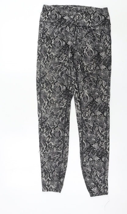 Marks and Spencer Womens Black Animal Print Leggings Size 10 Stretch Activewear