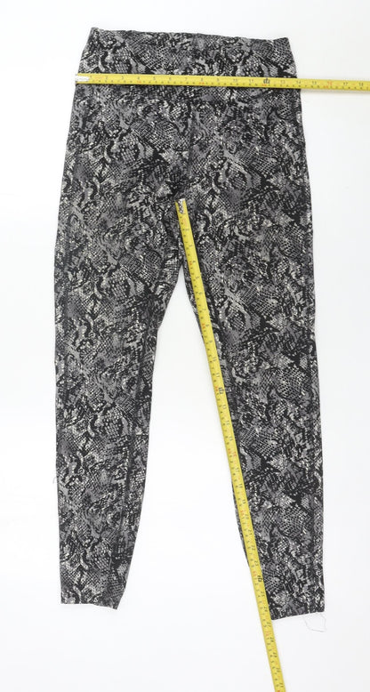 Marks and Spencer Womens Black Animal Print Leggings Size 10 Stretch Activewear