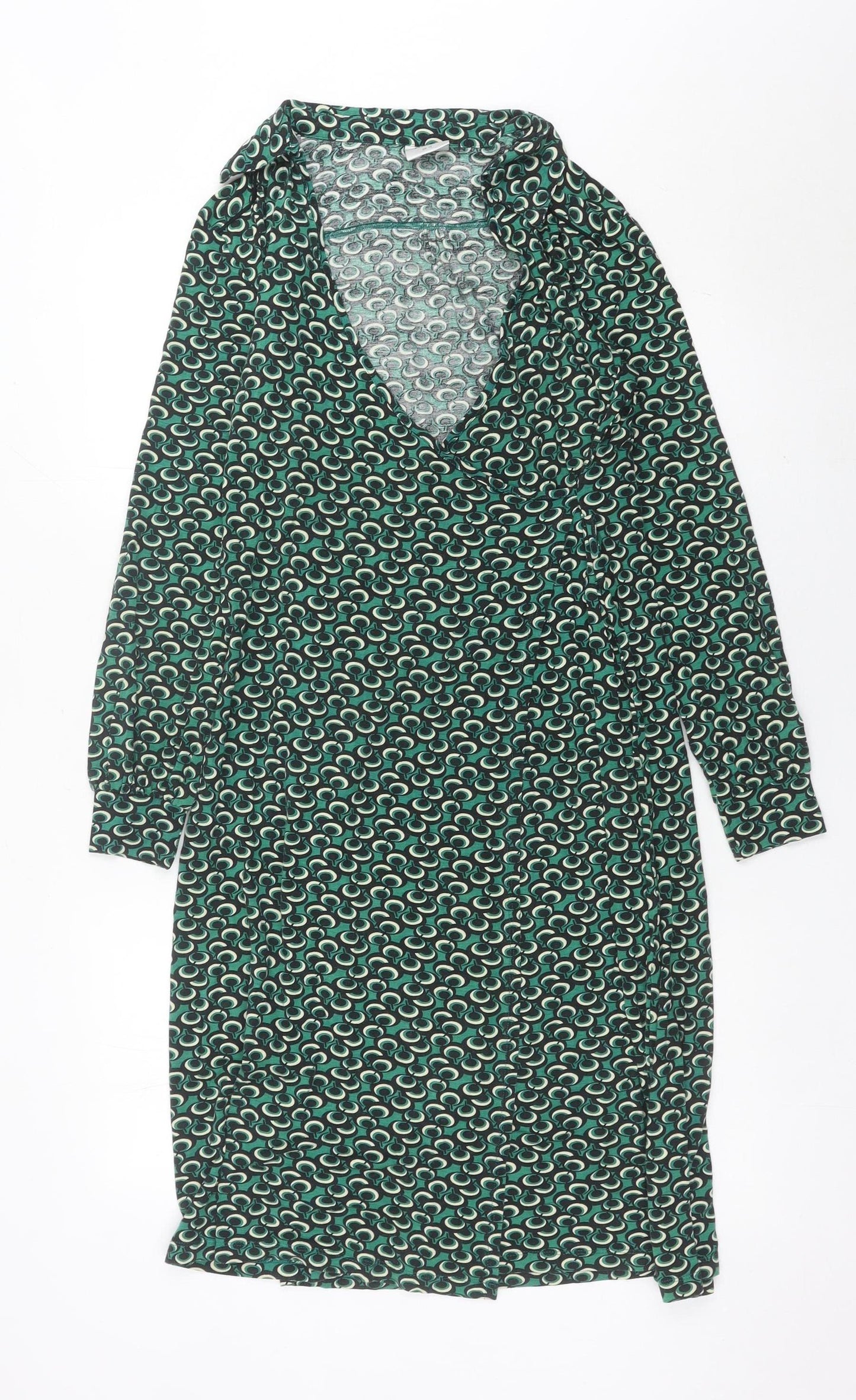 Next Women’s Green Wrap Dress Size 14 Viscose Geometric Print