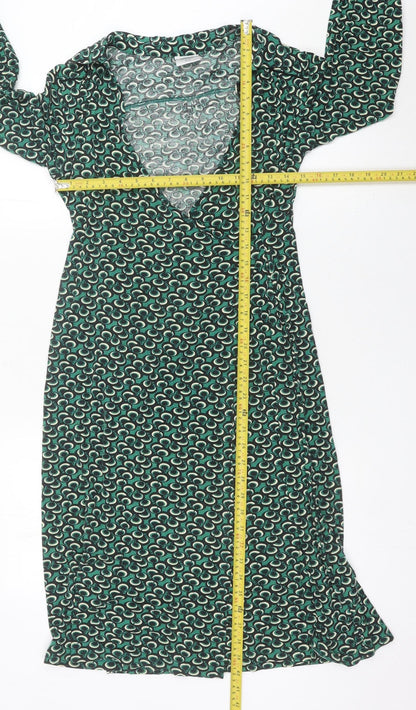 Next Women’s Green Wrap Dress Size 14 Viscose Geometric Print