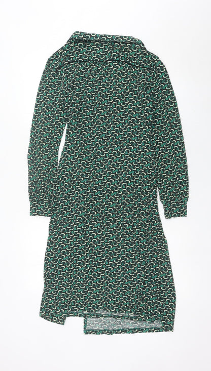 Next Women’s Green Wrap Dress Size 14 Viscose Geometric Print