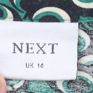 Next Women’s Green Wrap Dress Size 14 Viscose Geometric Print